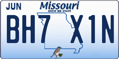 MO license plate BH7X1N