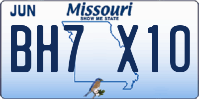 MO license plate BH7X1O