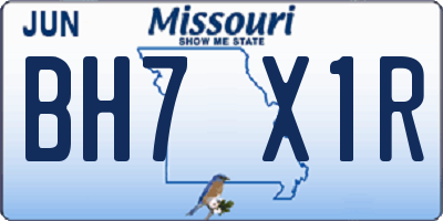 MO license plate BH7X1R