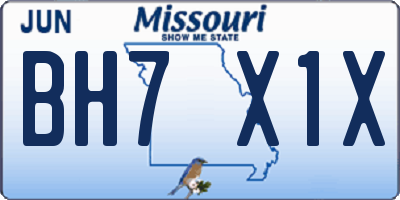 MO license plate BH7X1X