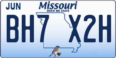 MO license plate BH7X2H
