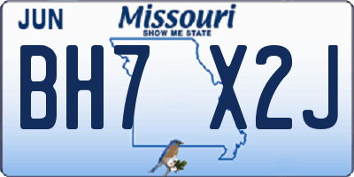 MO license plate BH7X2J