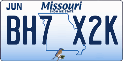 MO license plate BH7X2K