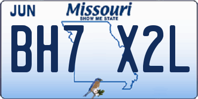 MO license plate BH7X2L