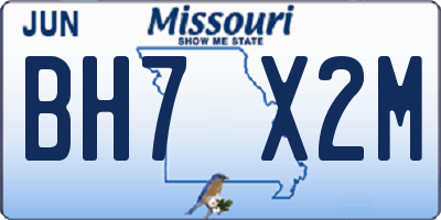 MO license plate BH7X2M