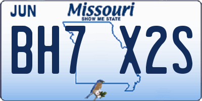 MO license plate BH7X2S
