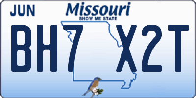 MO license plate BH7X2T