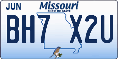 MO license plate BH7X2U