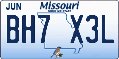 MO license plate BH7X3L