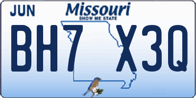 MO license plate BH7X3Q