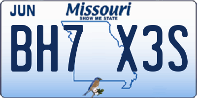 MO license plate BH7X3S