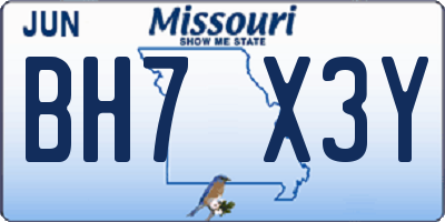 MO license plate BH7X3Y
