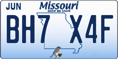 MO license plate BH7X4F