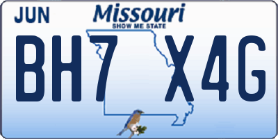 MO license plate BH7X4G