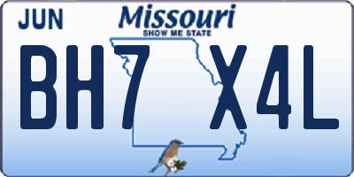 MO license plate BH7X4L