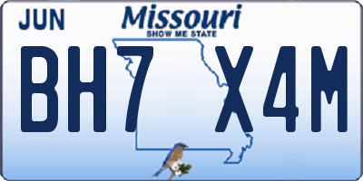 MO license plate BH7X4M
