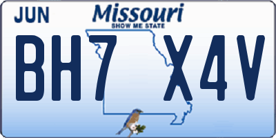 MO license plate BH7X4V