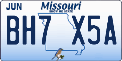 MO license plate BH7X5A
