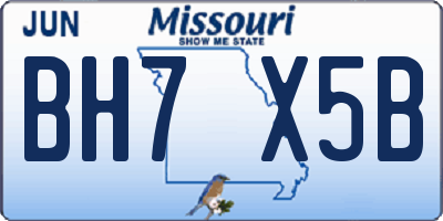 MO license plate BH7X5B