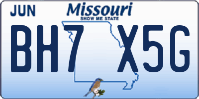 MO license plate BH7X5G