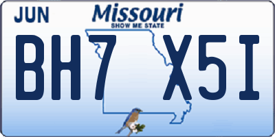 MO license plate BH7X5I