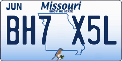 MO license plate BH7X5L