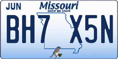 MO license plate BH7X5N