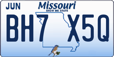 MO license plate BH7X5Q