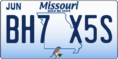 MO license plate BH7X5S