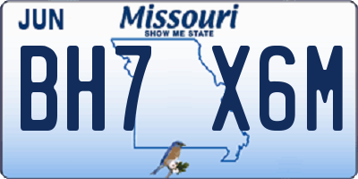MO license plate BH7X6M