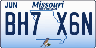 MO license plate BH7X6N