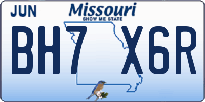 MO license plate BH7X6R