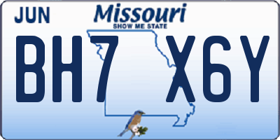 MO license plate BH7X6Y