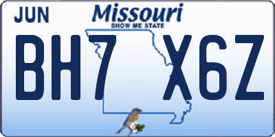 MO license plate BH7X6Z