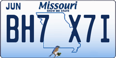 MO license plate BH7X7I