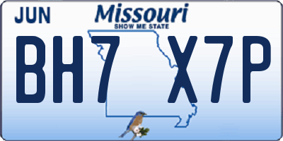 MO license plate BH7X7P