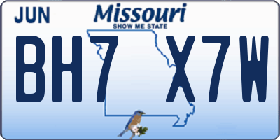 MO license plate BH7X7W