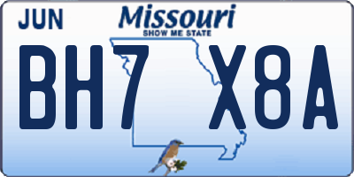 MO license plate BH7X8A
