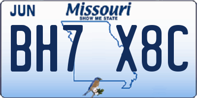 MO license plate BH7X8C