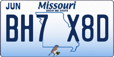 MO license plate BH7X8D