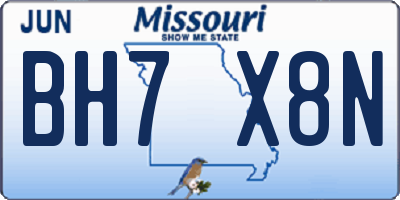 MO license plate BH7X8N