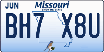 MO license plate BH7X8U