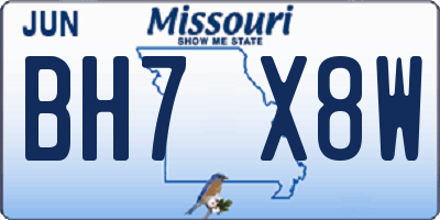 MO license plate BH7X8W