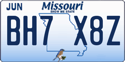 MO license plate BH7X8Z