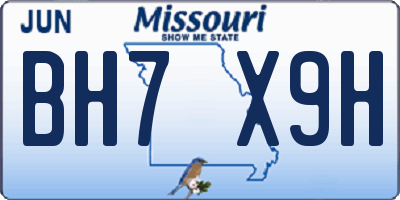 MO license plate BH7X9H