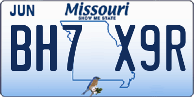 MO license plate BH7X9R