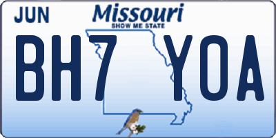 MO license plate BH7Y0A