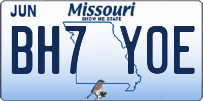 MO license plate BH7Y0E