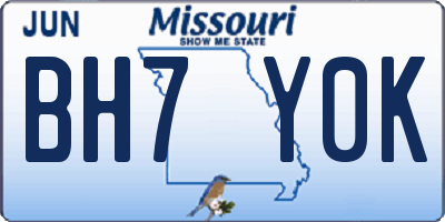 MO license plate BH7Y0K