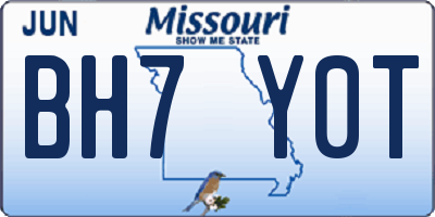MO license plate BH7Y0T